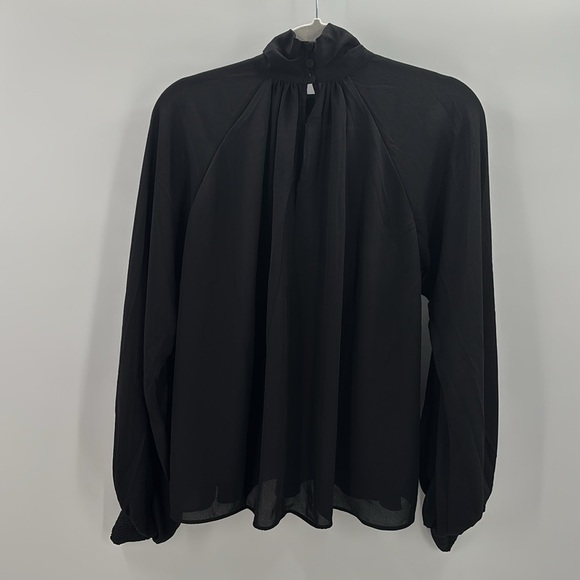 Madewell Turtleneck Long-Sleeve Top in Chiffon in True black size S NWT NT228 - Picture 8 of 15